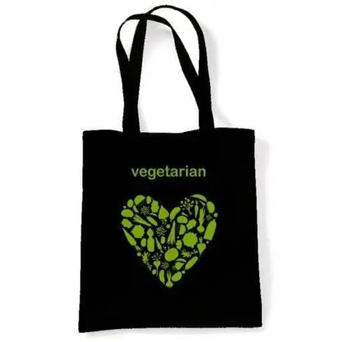 Vegetarian Heart Logo Shoulder Bag Black