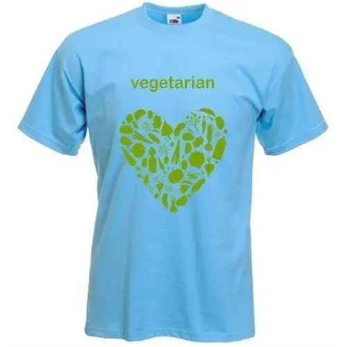 Vegetarian Heart Logo T-Shirt M / Light Blue
