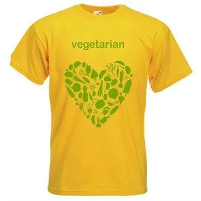 Vegetarian Heart Logo T-Shirt M / Yellow