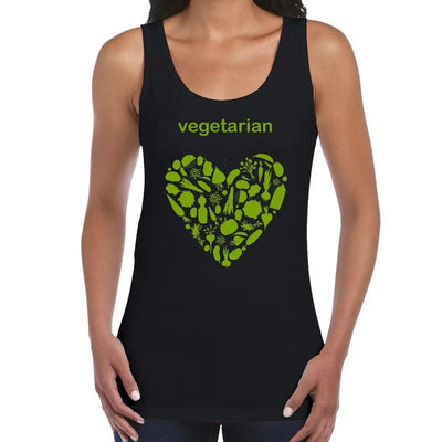 Vegetarian Heart Logo Women's Tank Vest Top XXL / Black