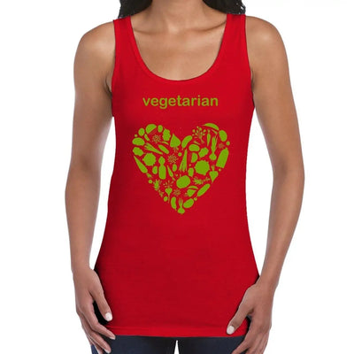 Vegetarian Heart Logo Women's Tank Vest Top XXL / Red