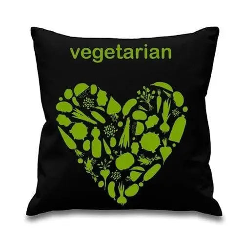 Vegetarian Heart Sofa Cushion Black