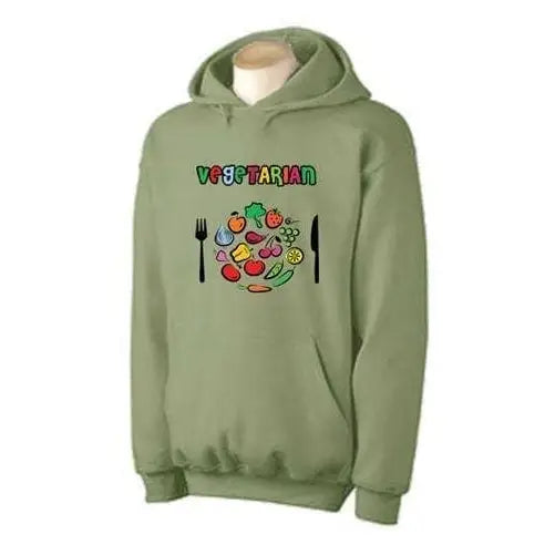 Vegetarian Plate Logo Hoodie M / Khaki