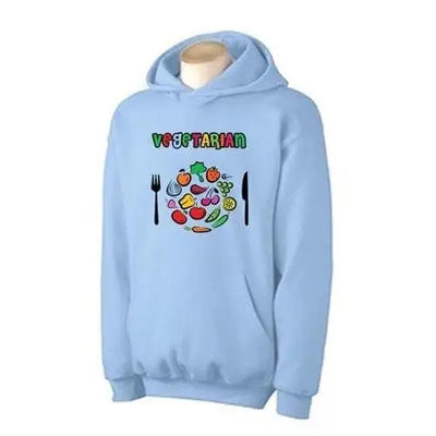 Vegetarian Plate Logo Hoodie M / Light Blue