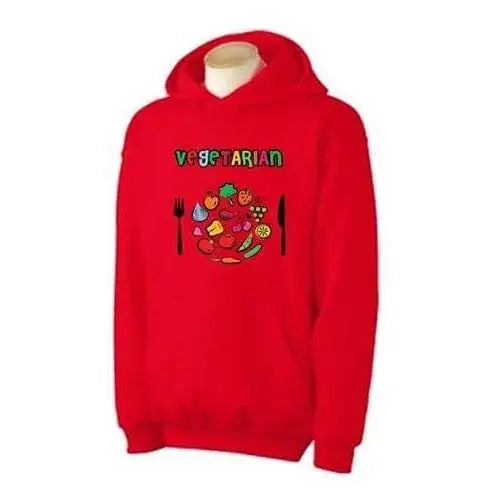 Vegetarian Plate Logo Hoodie M / Red