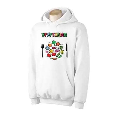 Vegetarian Plate Logo Hoodie M / White