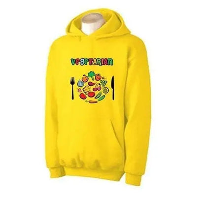 Vegetarian Plate Logo Hoodie M / Yellow