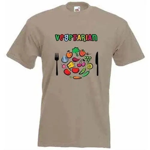 Vegetarian Plate Logo T-Shirt M / Khaki