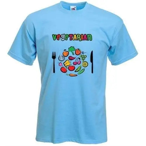 Vegetarian Plate Logo T-Shirt M / Light Blue