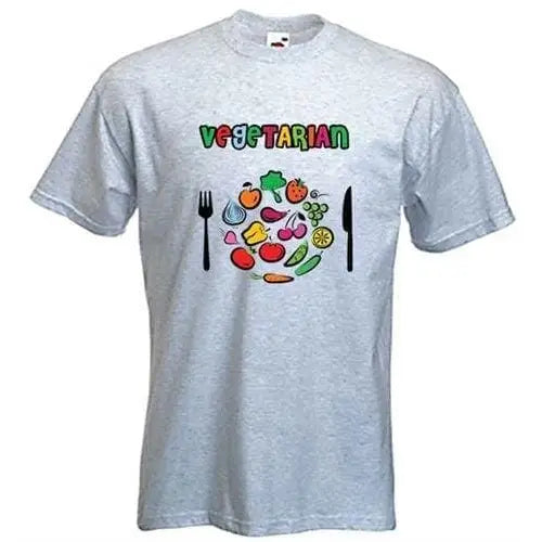 Vegetarian Plate Logo T-Shirt M / Light Grey