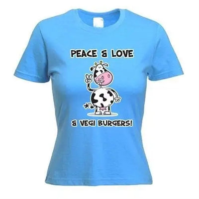 Vegi Burgers Women's Vegetarian T-Shirt S / Light Blue