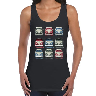 VW Campervan Pop Art Women's Tank Vest Top XL / Black