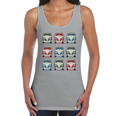 VW Campervan Pop Art Women's Tank Vest Top XL / Light Grey