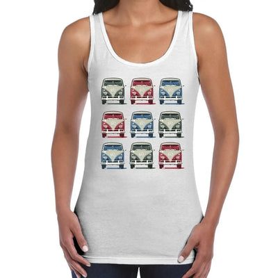 VW Campervan Pop Art Women's Tank Vest Top XL / White