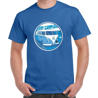 VW Volkswagen Camper Blue Logo Men's T-Shirt 3XL