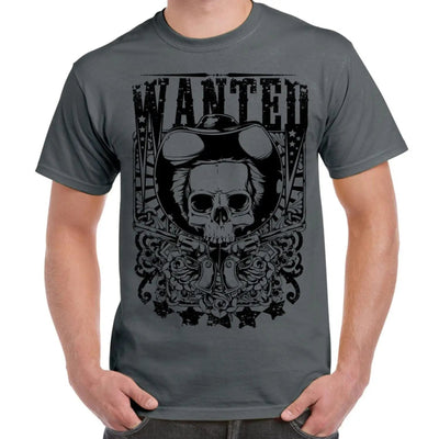 Wanted Poster Skull Large Print Men's T-Shirt S / Charcoal