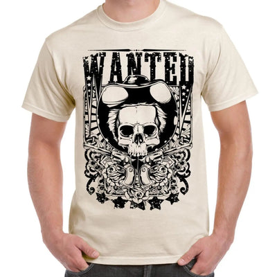 Wanted Poster Skull Large Print Men's T-Shirt S / Cream