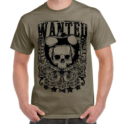 Wanted Poster Skull Large Print Men's T-Shirt S / Khaki