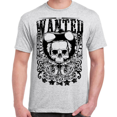 Wanted Poster Skull Large Print Men's T-Shirt S / Light Grey