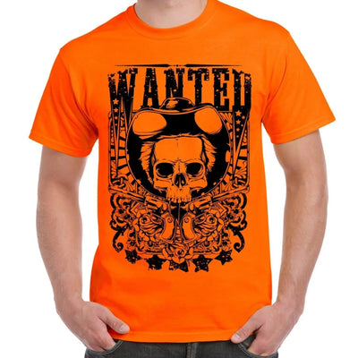 Wanted Poster Skull Large Print Men's T-Shirt S / Orange