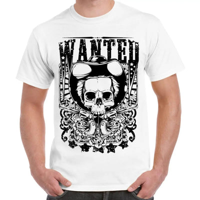 Wanted Poster Skull Large Print Men's T-Shirt S / White
