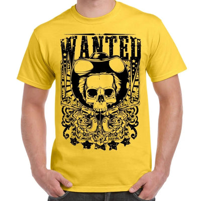Wanted Poster Skull Large Print Men's T-Shirt S / Yellow