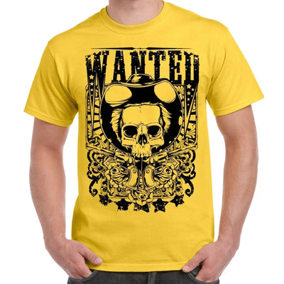 Wanted Poster Skull Large Print Men's T-Shirt S / Yellow