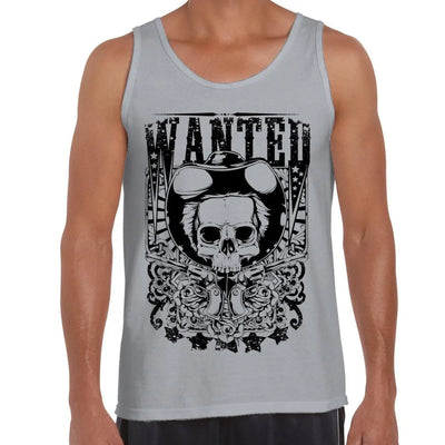Wanted Poster Skull Large Print Men's Vest Tank Top L / Light Grey