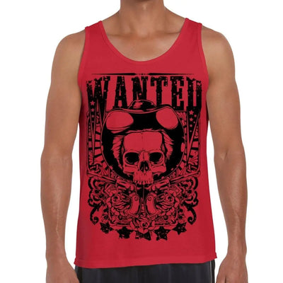 Wanted Poster Skull Large Print Men's Vest Tank Top L / Red