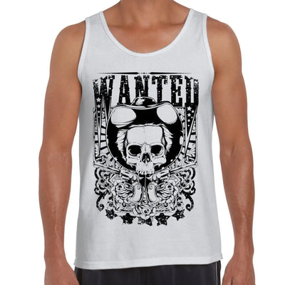 Wanted Poster Skull Large Print Men's Vest Tank Top L / White