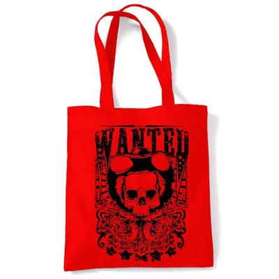 Wanted Poster Skull Large Print Tote Shoulder Shopping Bag