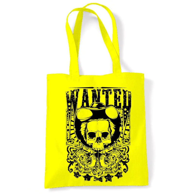 Wanted Poster Skull Large Print Tote Shoulder Shopping Bag