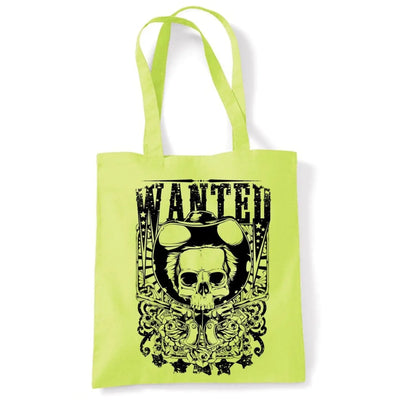 Wanted Poster Skull Large Print Tote Shoulder Shopping Bag