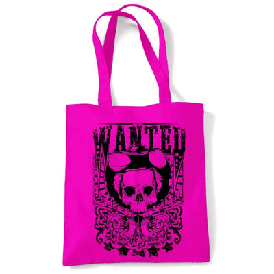 Wanted Poster Skull Large Print Tote Shoulder Shopping Bag