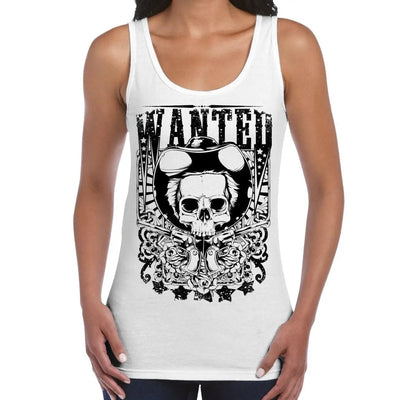 Wanted Poster Skull Large Print Women's Vest Tank Top XL / White