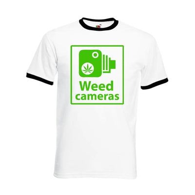 Weed Camera Funny Cannabis Contrast Ringer T-Shirt L / White