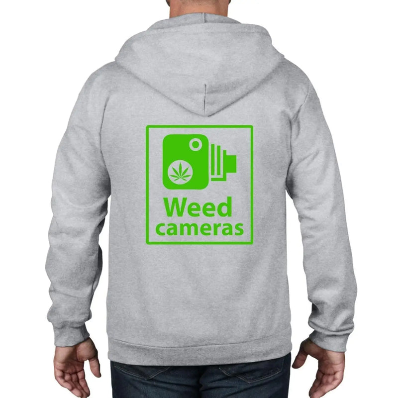 Weed Camera Funny Cannabis Full Zip Hoodie M / Light Grey