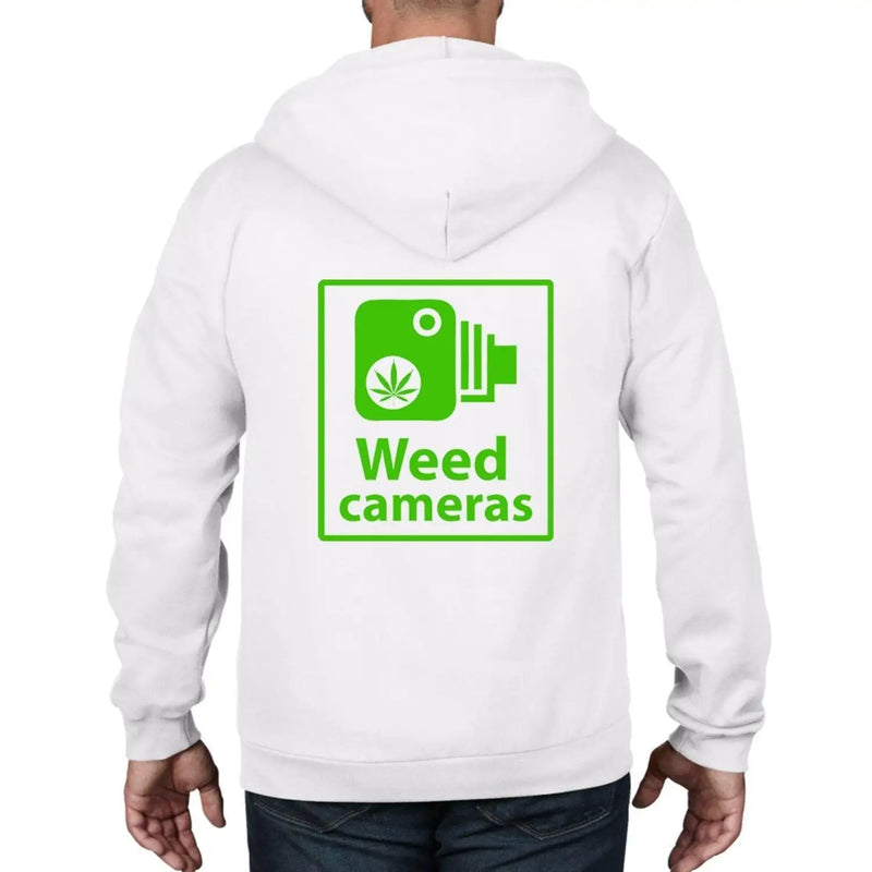 Weed Camera Funny Cannabis Full Zip Hoodie M / White