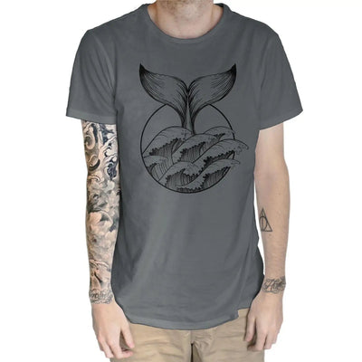 Whale Tail Tattoo Hipster Large Print Men's T-Shirt XXL / Charcoal Grey