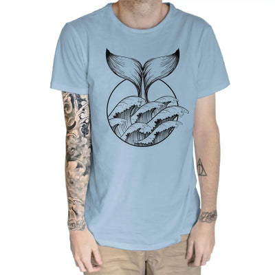 Whale Tail Tattoo Hipster Large Print Men's T-Shirt XXL / Light Blue
