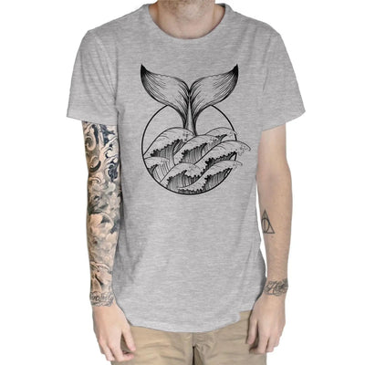Whale Tail Tattoo Hipster Large Print Men's T-Shirt XXL / Light Grey