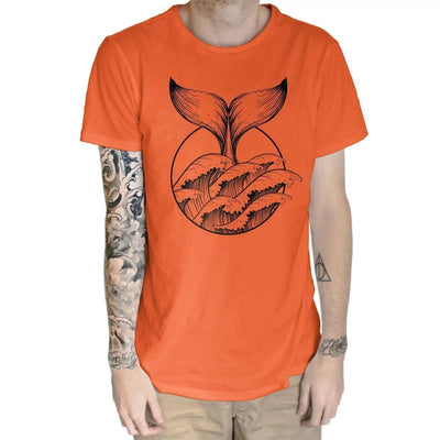 Whale Tail Tattoo Hipster Large Print Men's T-Shirt XXL / Orange