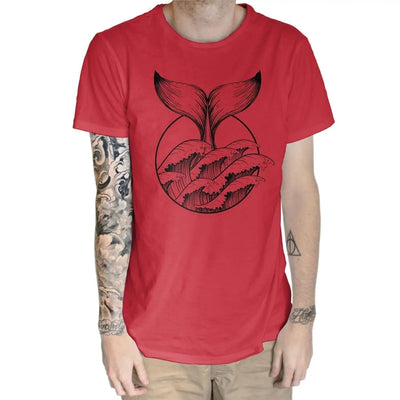 Whale Tail Tattoo Hipster Large Print Men's T-Shirt XXL / Red