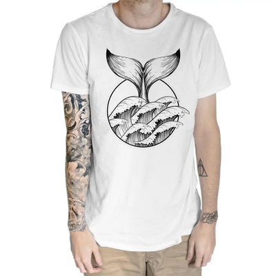 Whale Tail Tattoo Hipster Large Print Men's T-Shirt XXL / White
