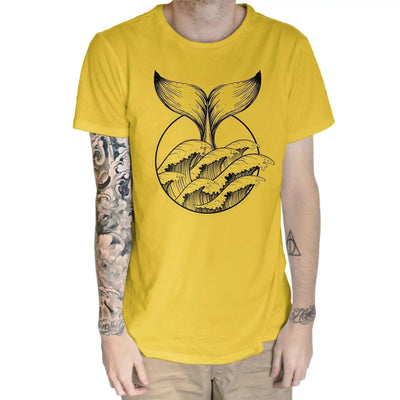 Whale Tail Tattoo Hipster Large Print Men's T-Shirt XXL / Yellow