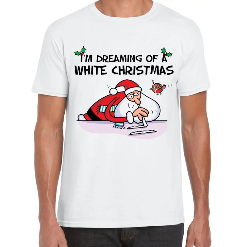 White Christmas Santa Claus Cocaine Funny Men’s T-Shirt