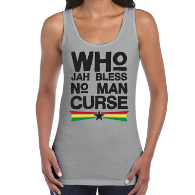 Who Jah Bless No Man Curse Reggae Women's Tank Vest Top XL / Light Grey