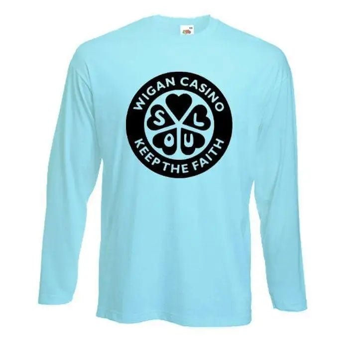 Wigan Casino Keep The Faith Long Sleeve T-Shirt XL / Light Blue