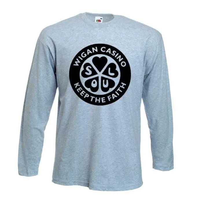 Wigan Casino Keep The Faith Long Sleeve T-Shirt XL / Light Grey
