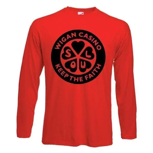 Wigan Casino Keep The Faith Long Sleeve T-Shirt XL / Red